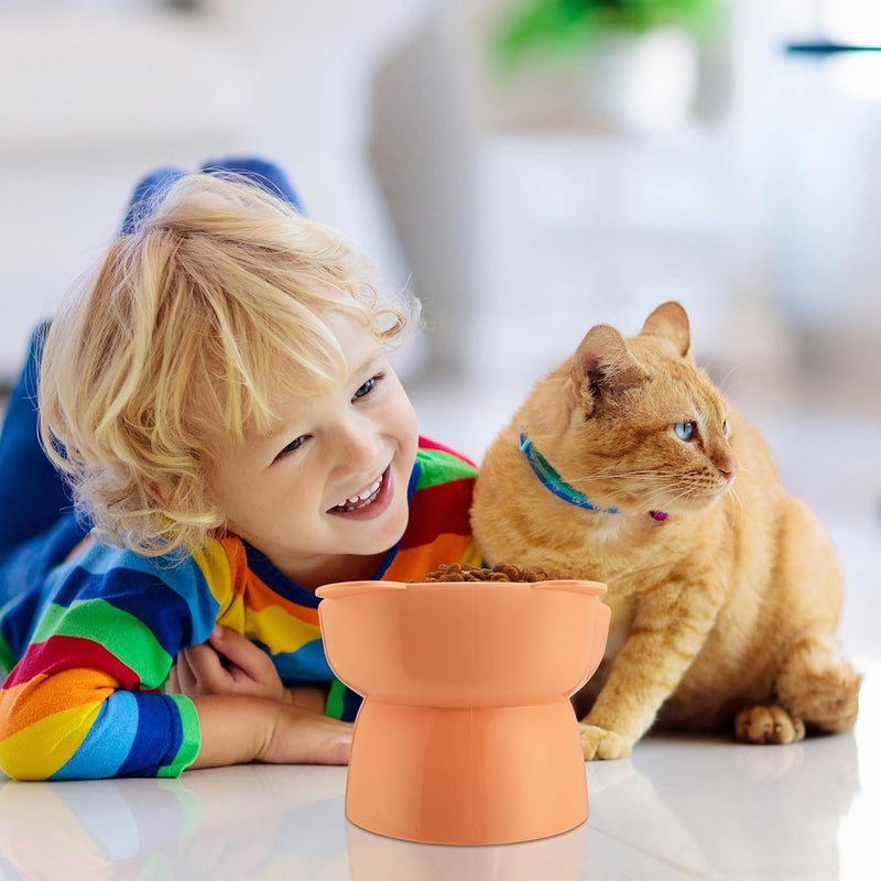 Hsei 6 Pcs Raised Cat Food Bowls 15 Degrees Elevated Cat Bowls Anti Vomiting Tilted Raised Whisker Friendly Pet Dish Plastic Slanted Stand for Indoor Pet Food Water Feeder(Cute Color) - Image 4